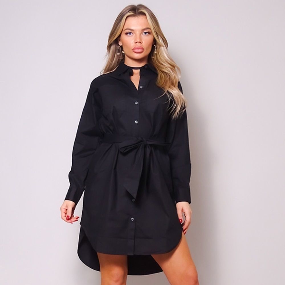 Long Sleeve Poplin Shirt Dress